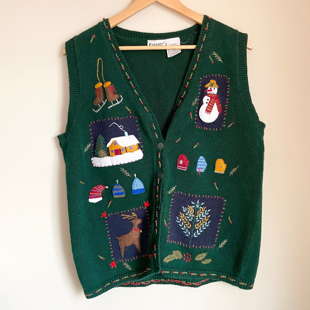 Vintage Embroidered Christmas Vest